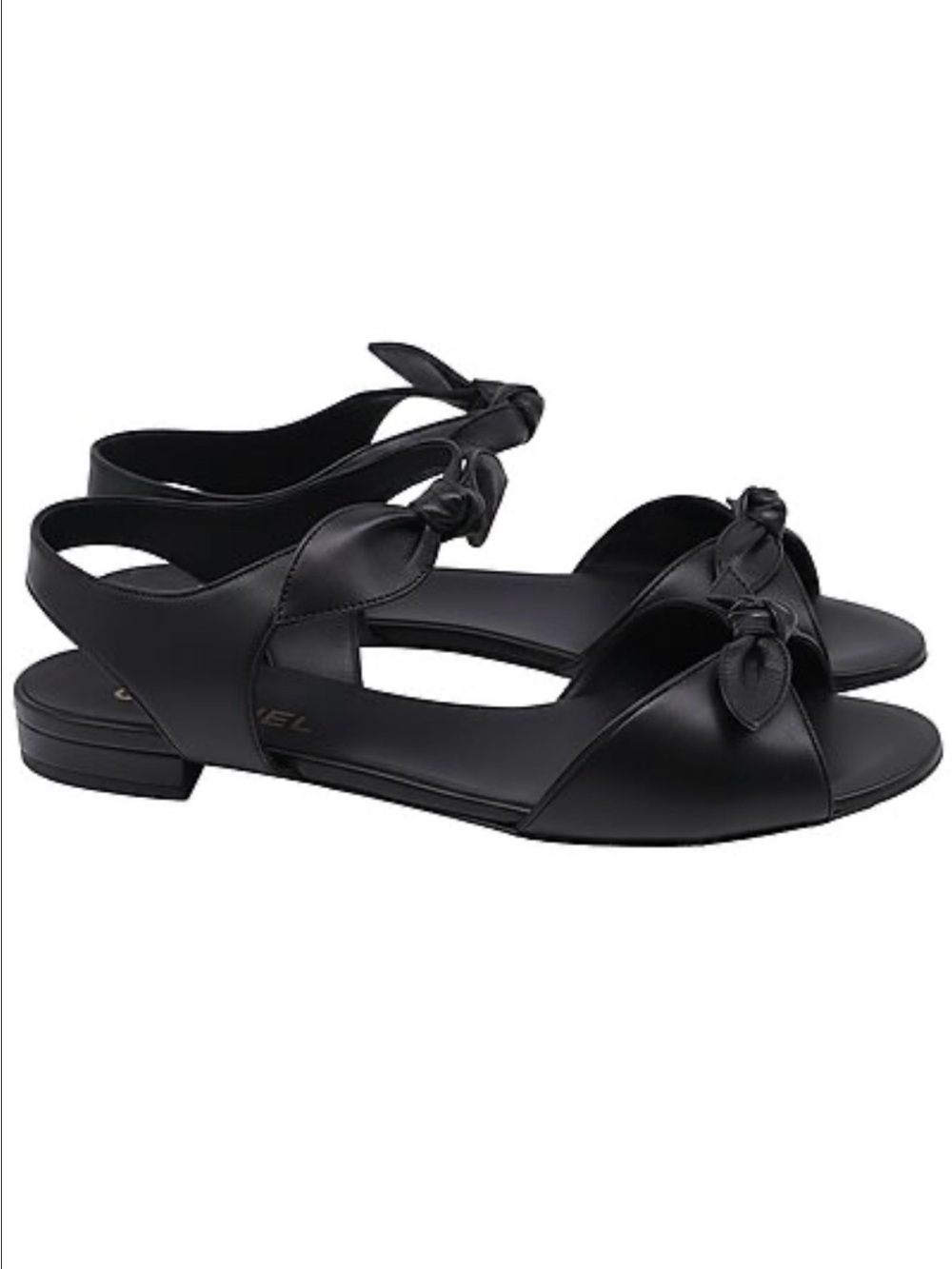 CHANEL Black Knot-Accent Slingback Sandals